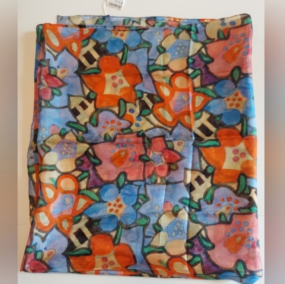 NEW Silk large wrap from England by Fox & Chave- floral